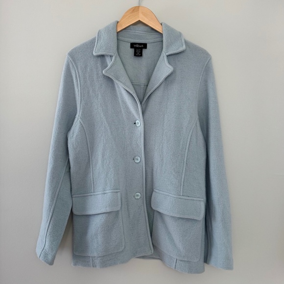 Willi Smith Powder Blue Button Front Sweater Jacket - Picture 1 of 13